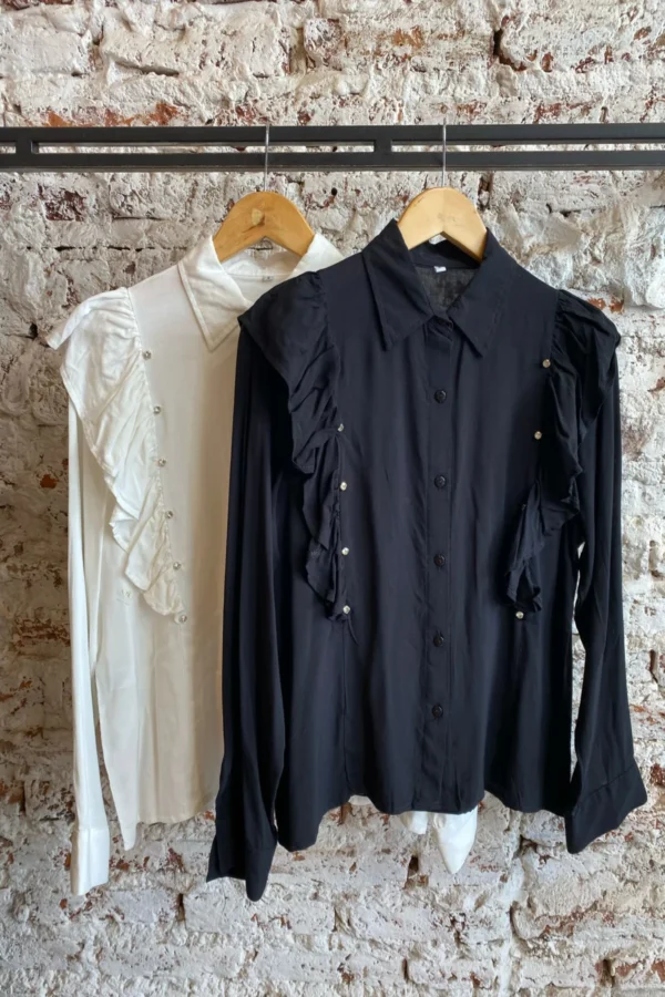 CAMISA CON STRASS EN VOLADO - Imagen 5