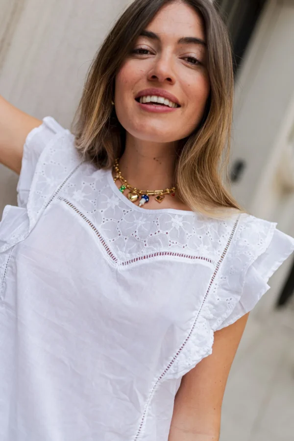BLUSA DOBLE VOLADO ESCOTE V TRASERO - Imagen 2