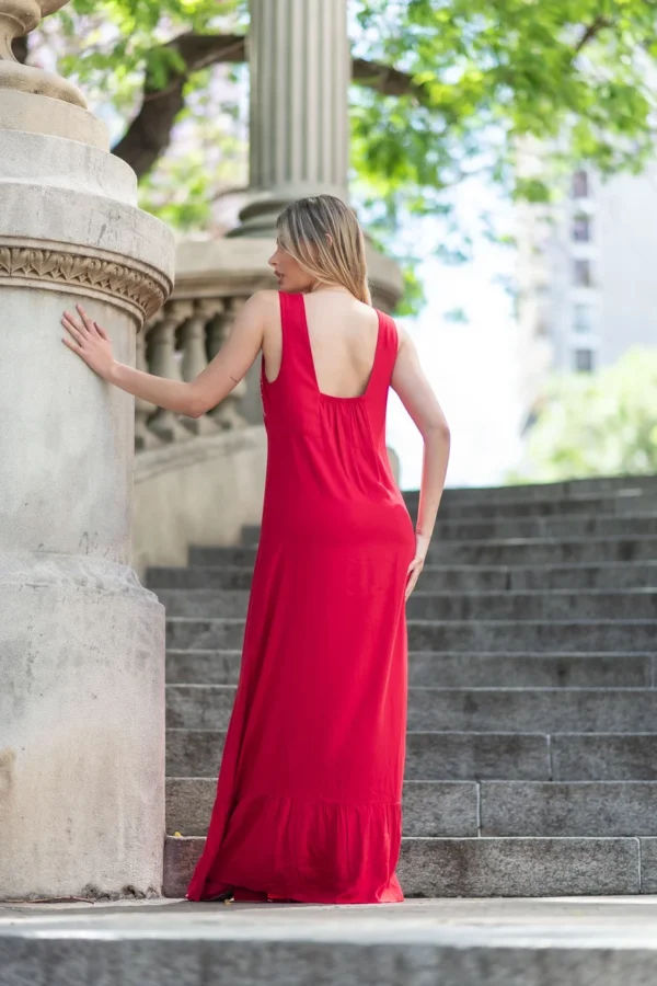 VESTIDO LARGO CON DIBUJO DE FUEGUITO EN TAZAS - Imagen 4