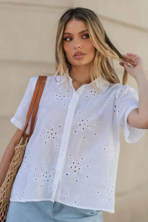 CAMISA MANGA CORTA DE BRODERIE - Imagen 2