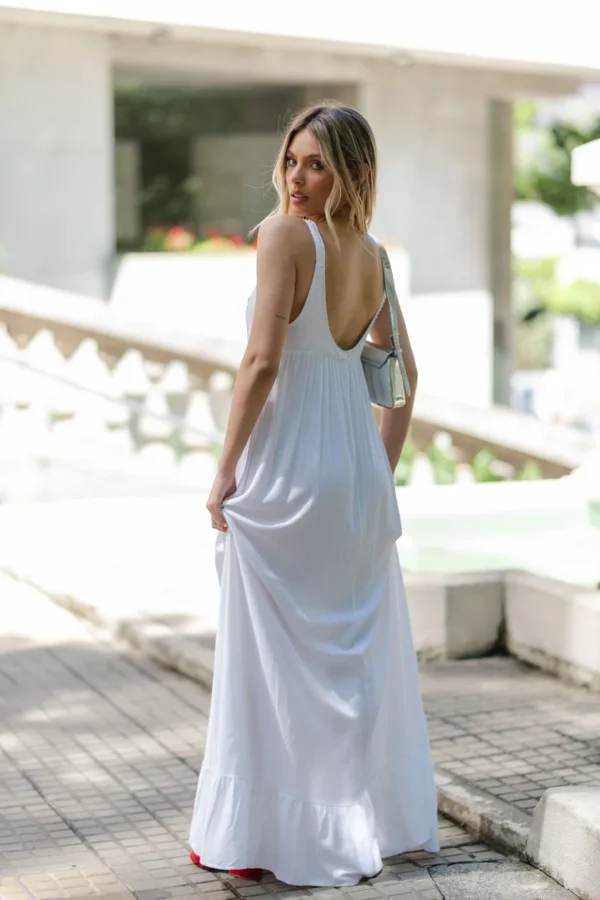 VESTIDO LARGO CON BORDADO EN ESCOTE - Imagen 4
