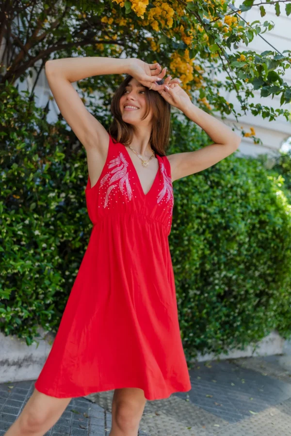 VESTIDO CORTO ESCOTE V PROFUNDO FUEGUITO - Imagen 3