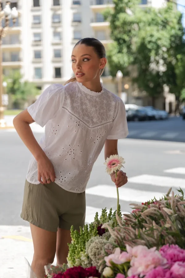 BLUSA CUELLO VOLADO COMBINADO - Imagen 4