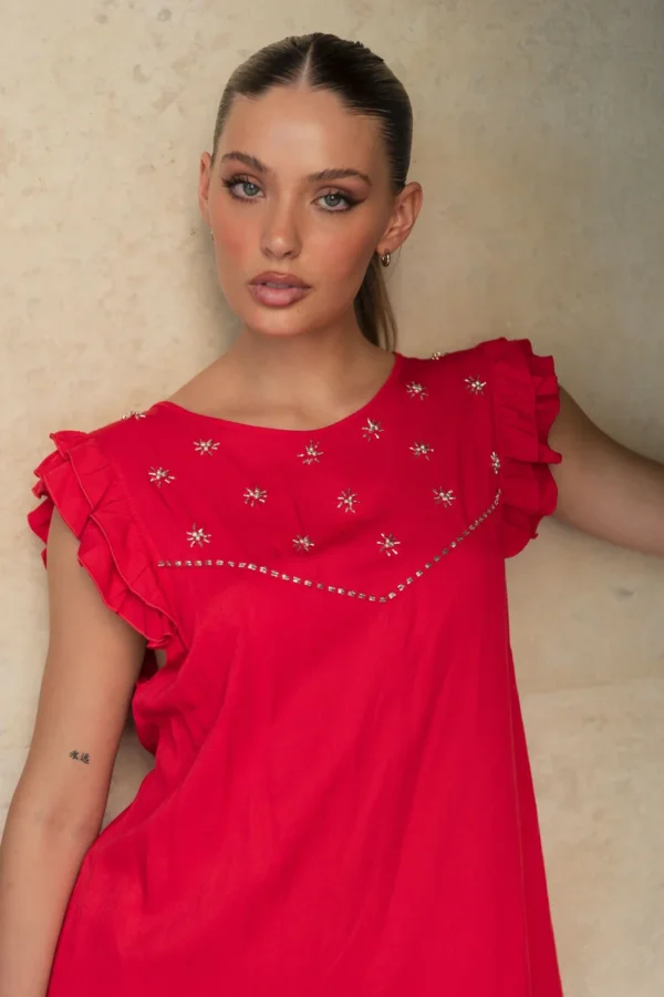VESTIDO EVASE CON VOLADOS - Imagen 3