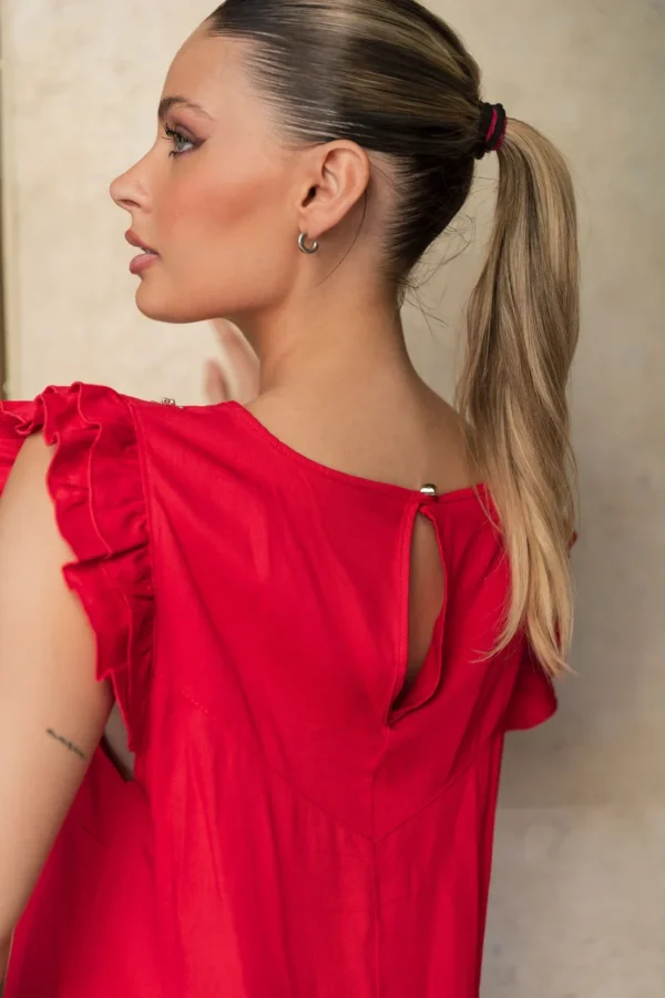 VESTIDO EVASE CON VOLADOS - Imagen 2
