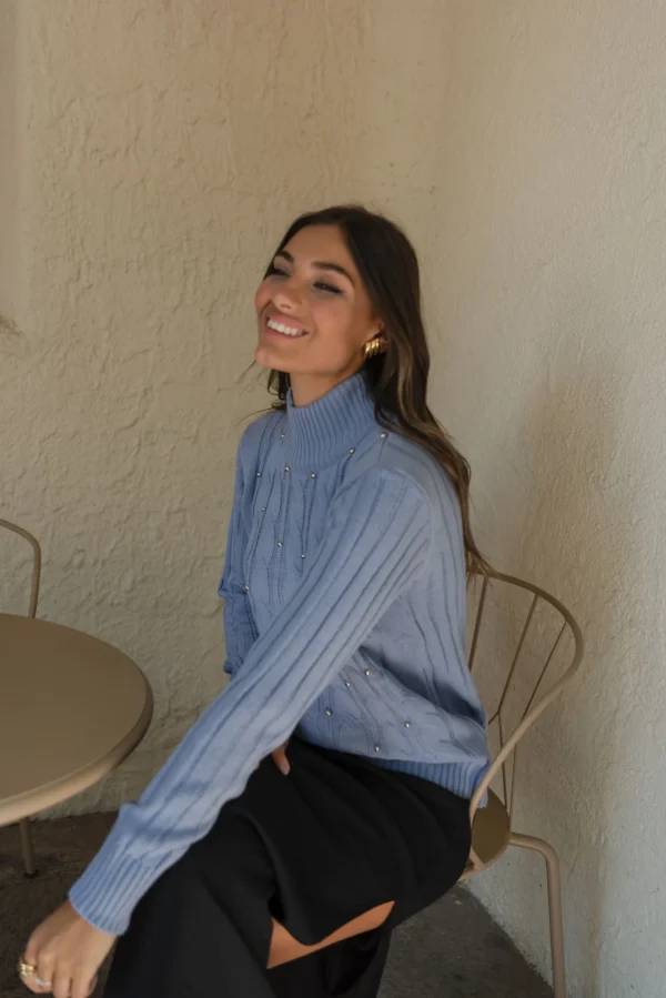 SWEATER MEDIA POLERA CON TACHAS SALPICADAS - Imagen 4