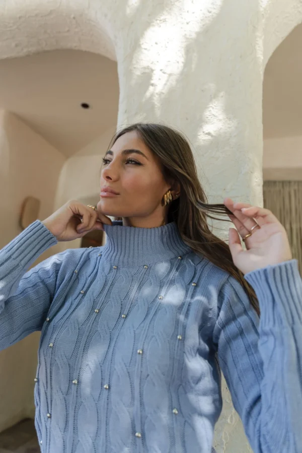 SWEATER MEDIA POLERA CON TACHAS SALPICADAS - Imagen 2