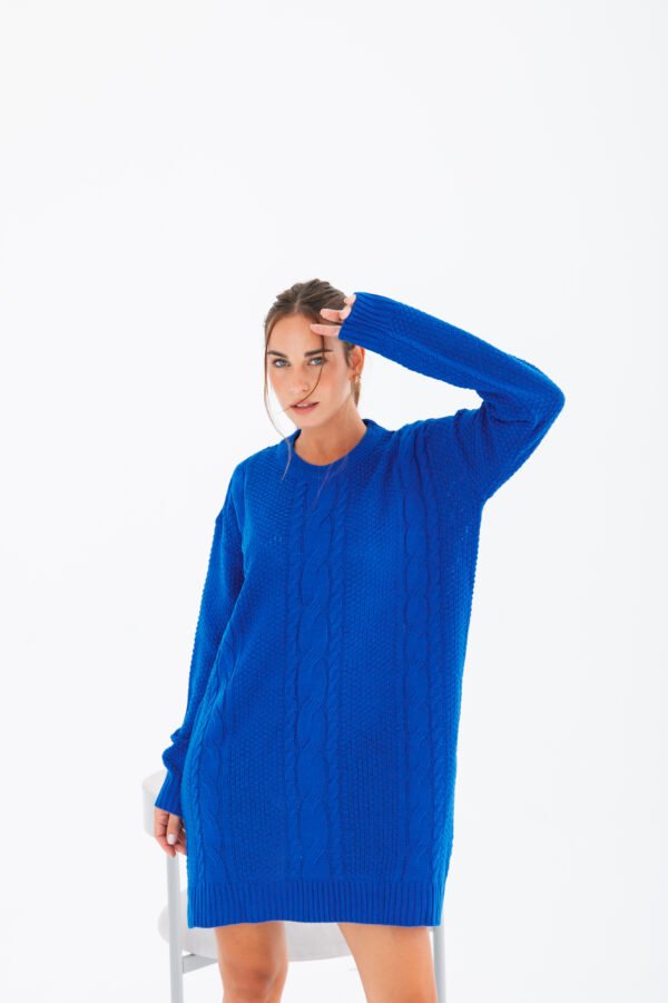 SWEATER OVER LARGO PUNTO ARROZ CON TRIPLE TRENZAS - Imagen 3